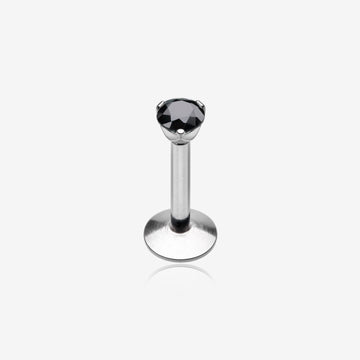 Gem Top Prong Set Steel Labret-Black
